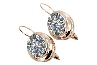 "Original Zircon-Adorned Vintage 14K Rose Gold Earrings"  vec114 vec114