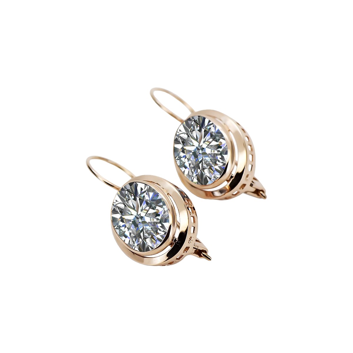 Boucles d'oreilles en Zircon rose vintage, Or 14 carats 585  vec114 vec114