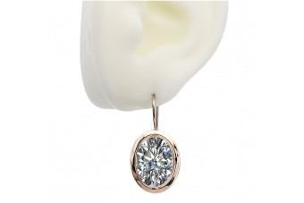 Оригинальные винтажные серьги из розового золота 14 карат с цирконом vec114 vec114