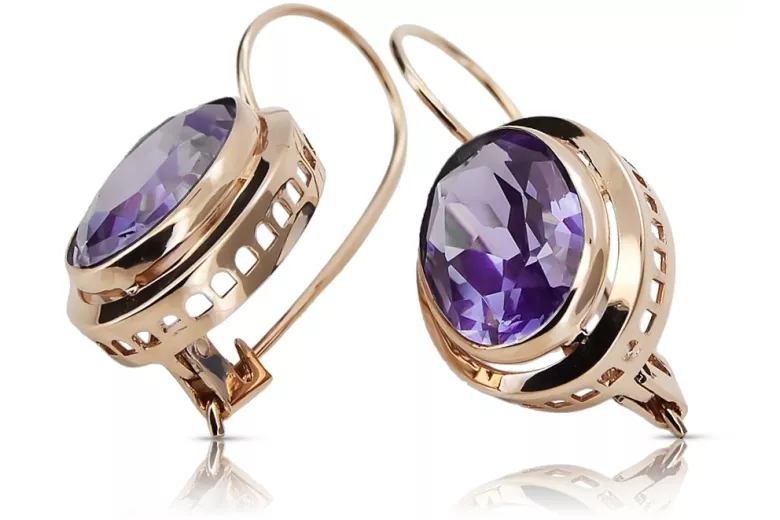 Sterling Silver Rose Gold Plated Alexandrite Earrings vec114rp