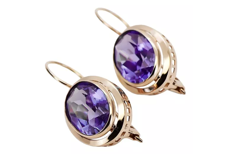 Sterling Silver Rose Gold Plated Alexandrite Earrings vec114rp