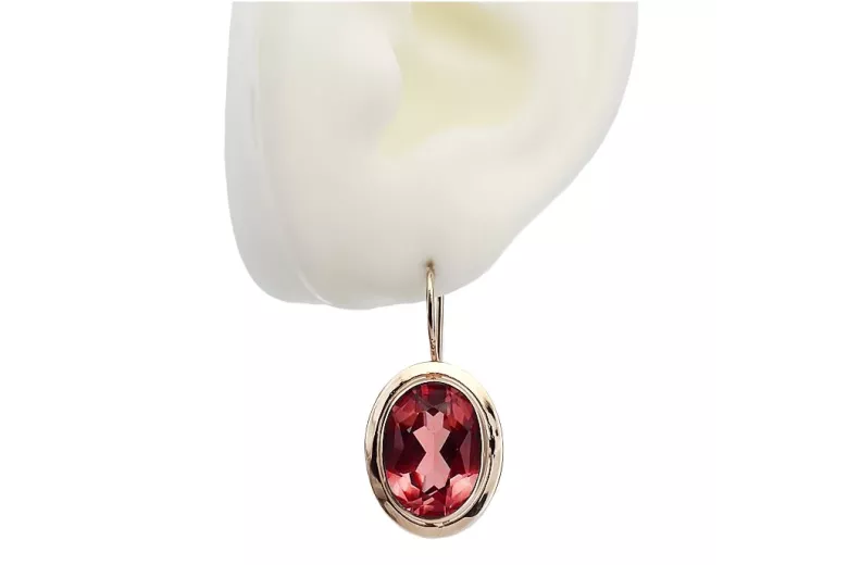 Sterling silver rose gold plated, Ruby Earrings vec114rp