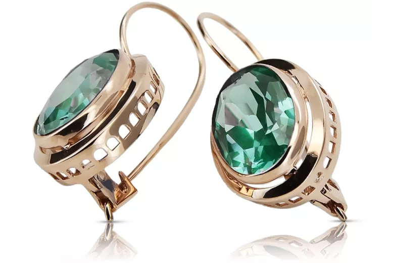 Sterling silver rose gold plated, Emerald Drop Earrings vec114rp