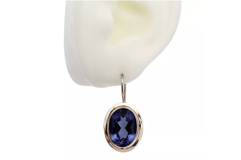 Elegant Sterling Silver Rose Gold Plated Sapphire Earrings vec114rp