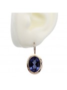 Elegant Sterling Silver Rose Gold Plated Sapphire Earrings vec114rp