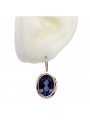 Elegant Sterling Silver Rose Gold Plated Sapphire Earrings vec114rp