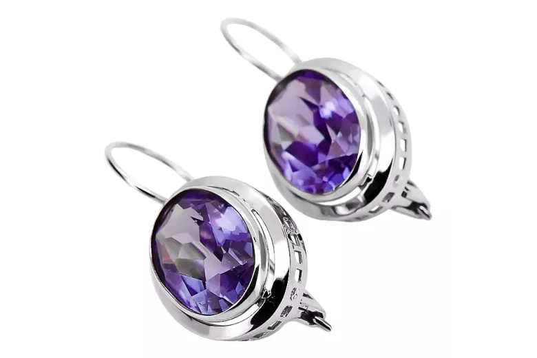 Vintage Sterling Silver 925 Alexandrite Earrings vec114s