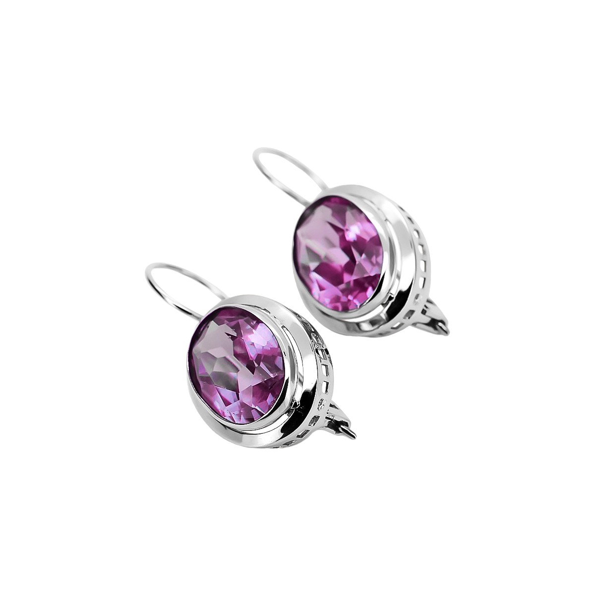 Boucles d'oreilles en argent sterling 925, Améthyste vintage vec114s