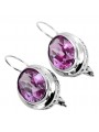 Boucles d'oreilles en argent sterling 925, Améthyste vintage vec114s