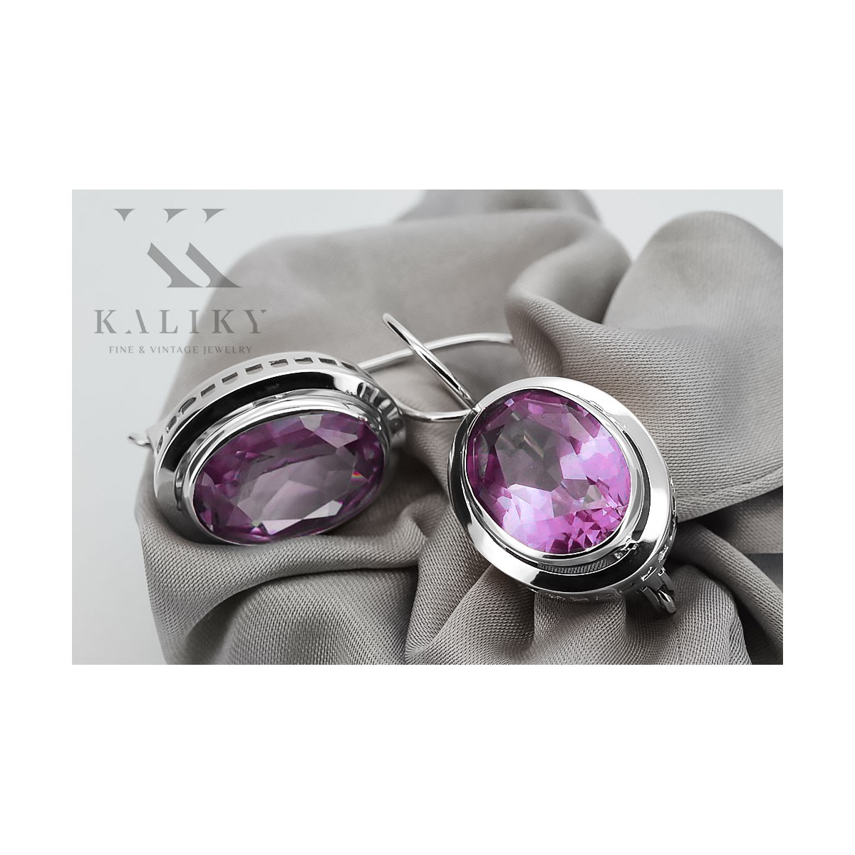 Sterling Silver 925 Amethyst Dangle Earrings vec114s