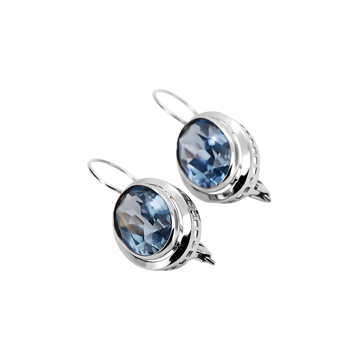 Boucles d'oreilles en Argent Sterling 925, Aigue-marine Vintage vec114s