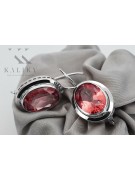 Boucles d'oreilles en argent sterling 925, Rubis vintage vec114s