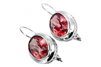 Sterling Silver 925, Ruby Vintage Earrings vec114s