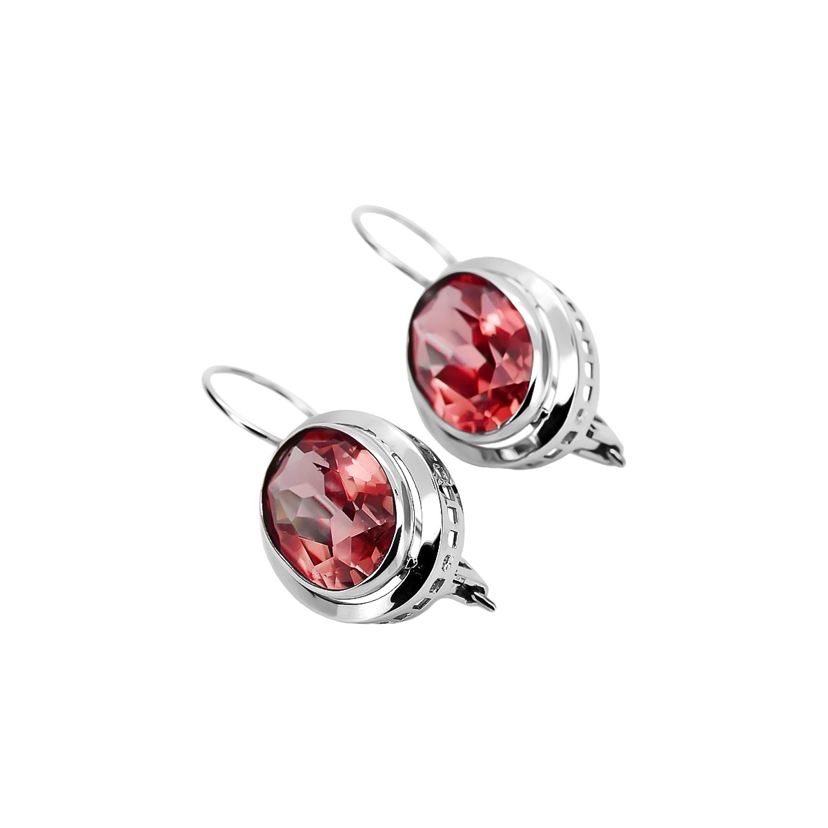 Boucles d'oreilles en argent sterling 925, Rubis vintage vec114s