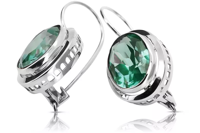 Sterling Silver 925 Emerald Drop Earrings vec114s