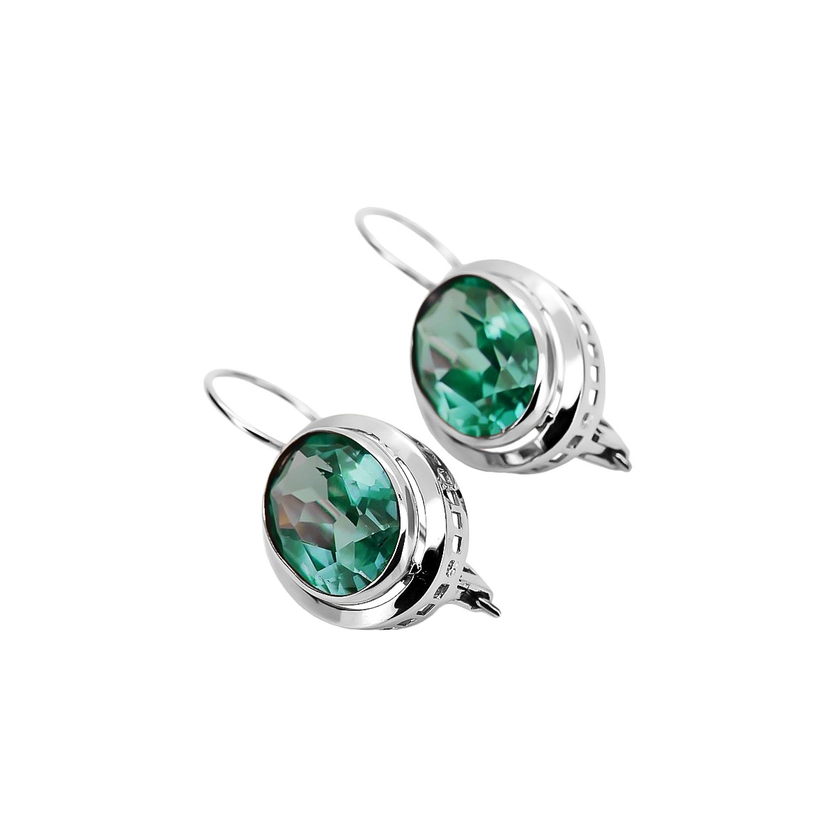 Boucles d'oreilles en argent sterling 925, Émeraude vintage vec114s