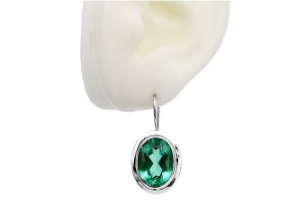 Sterling Silver 925 Emerald Drop Earrings vec114s