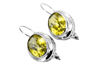 Vintage Sterling Silver 925, Yellow Peridot Drop Earrings vec114s