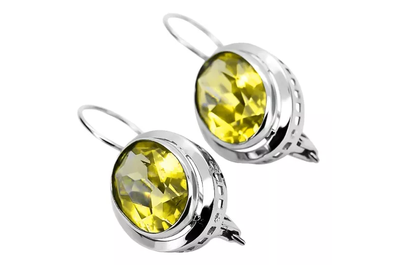 Pendientes Vintage de Plata de ley con Peridoto Amarillo vec114s