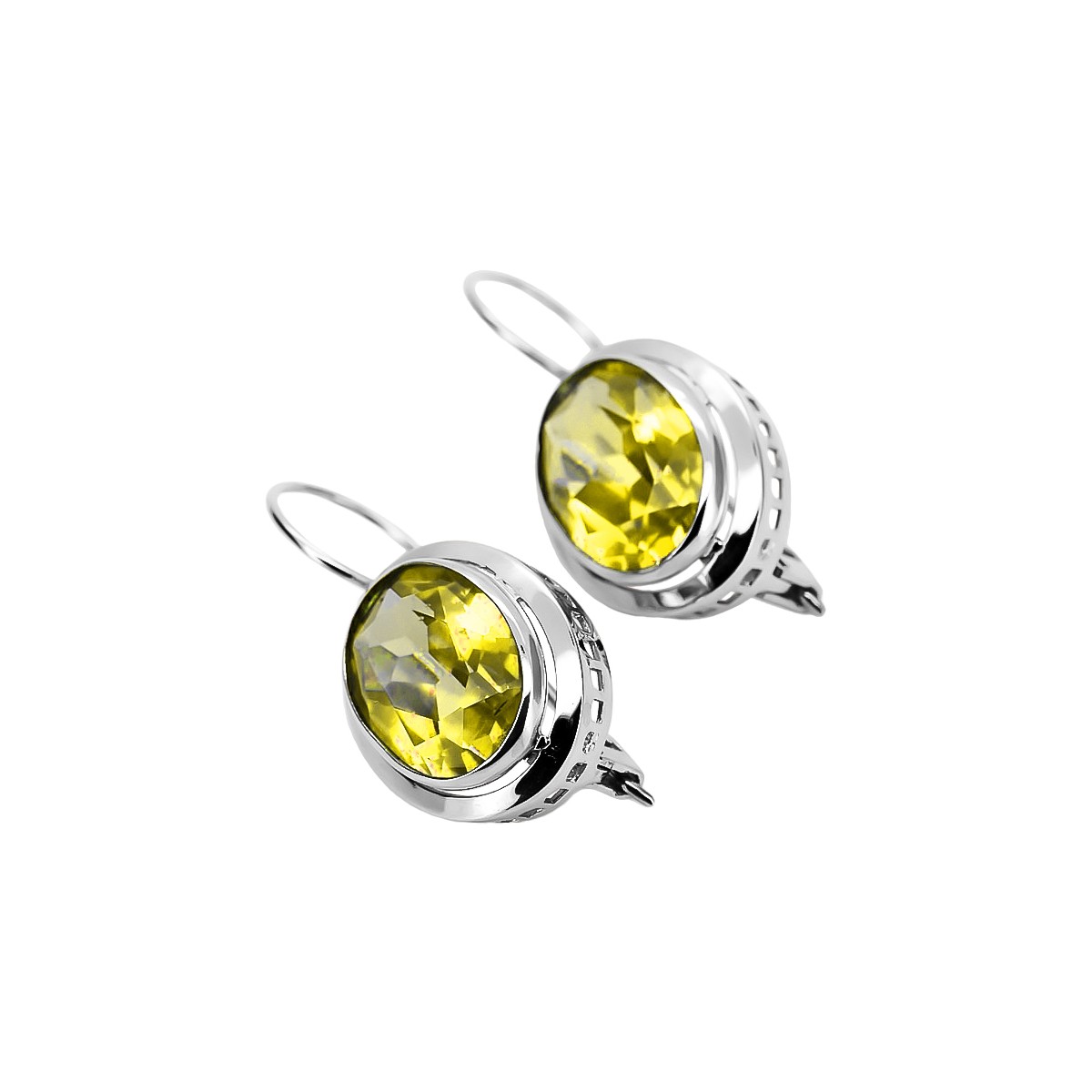 Vintage Sterling Silver 925, Yellow Peridot Drop Earrings vec114s