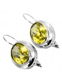 Vintage Sterling Silver 925, Yellow Peridot Drop Earrings vec114s