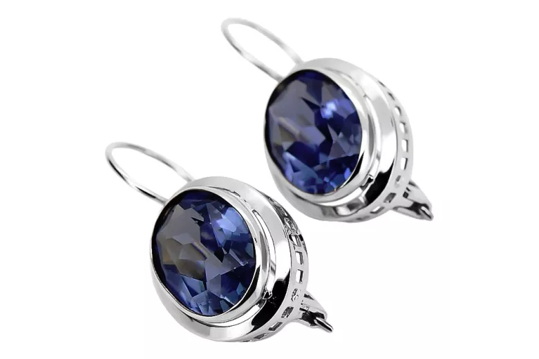 Vintage Sterling Silver 925 Sapphire Drop Earrings vec114s