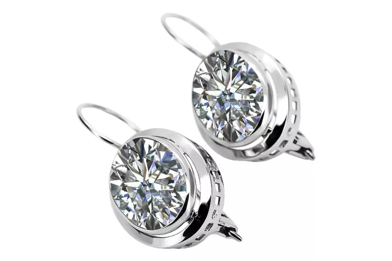 Boucles d'oreilles en argent sterling 925, Zirco vintage vec114s