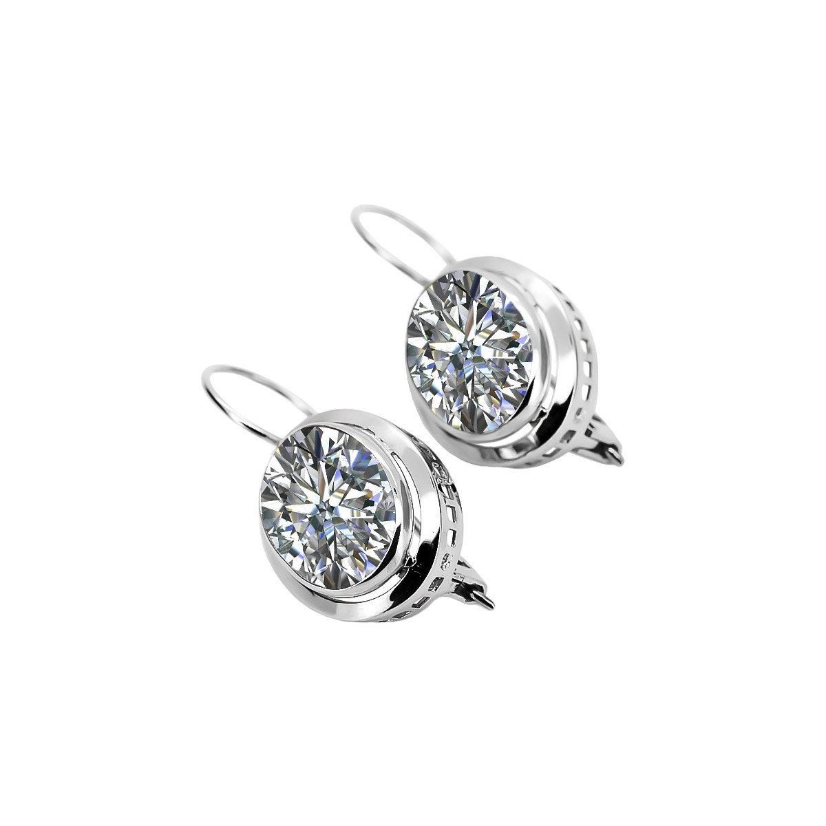 Boucles d'oreilles en argent sterling 925, Zirco vintage vec114s