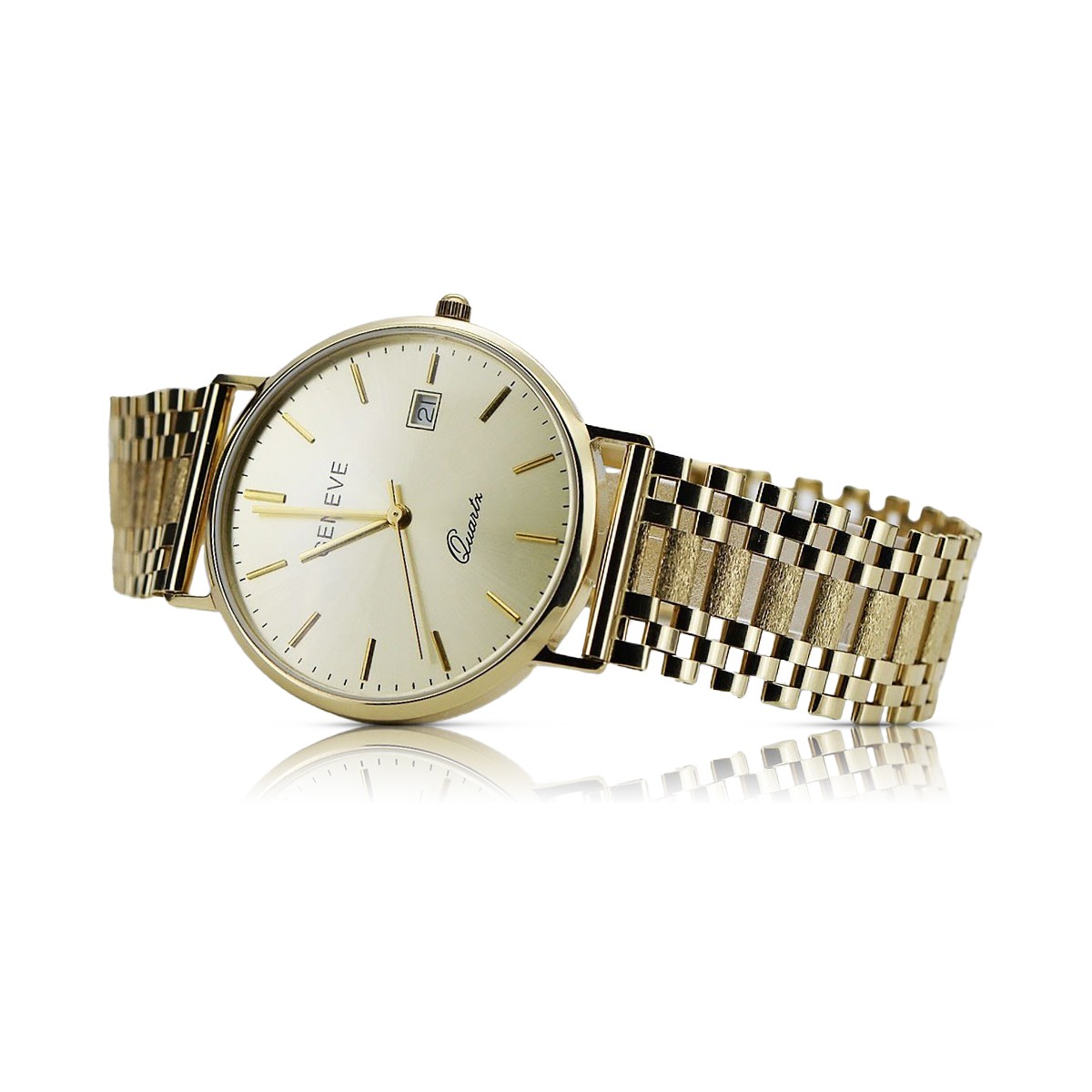 Reloj de Hombre en Oro Amarillo Italiano de 14k 585 Geneve mw006y&mbw001y