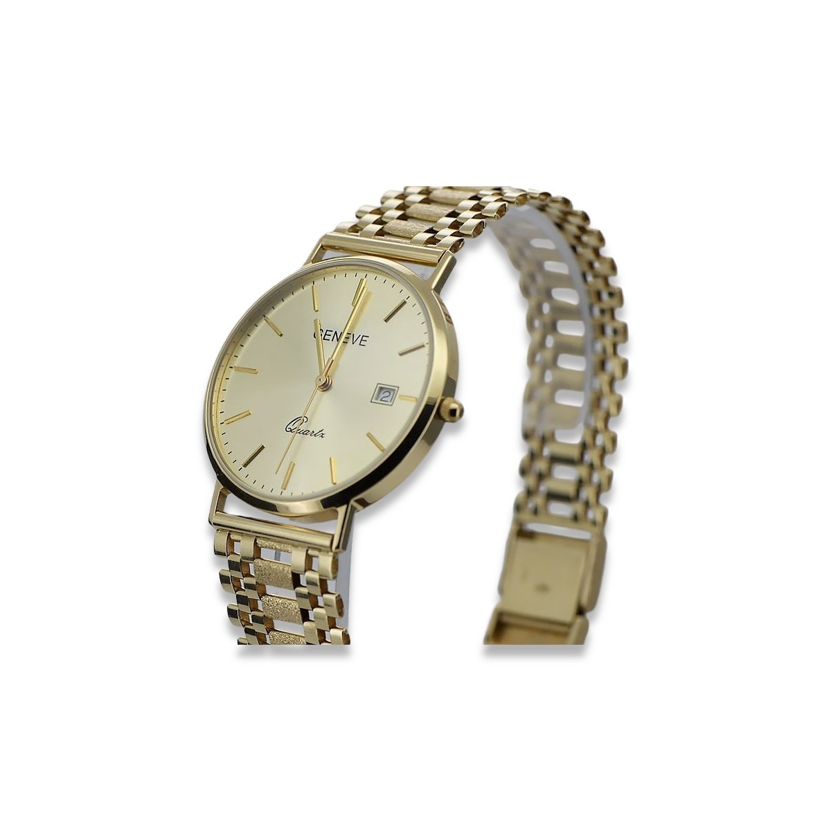 Montre Homme en Or 14k 585 Jaune Italien Genève mw006y&mbw001y