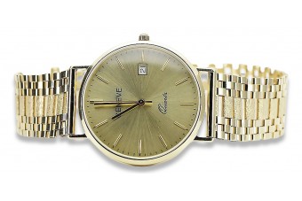 Итальянские желтые часы из золота 14k 585 для мужчин Генева mw006y&mbw001y