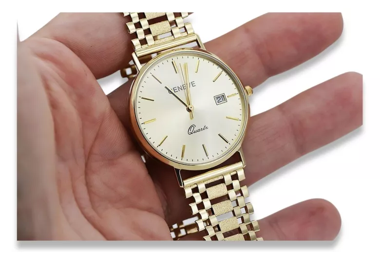 Reloj de Hombre en Oro Amarillo Italiano de 14k 585 Geneve mw006y&mbw001y