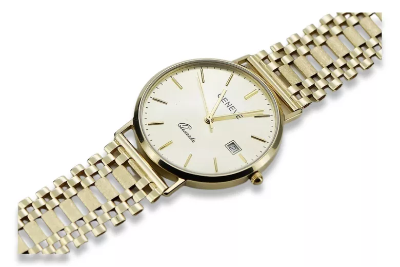 Reloj de Hombre en Oro Amarillo Italiano de 14k 585 Geneve mw006y&mbw001y