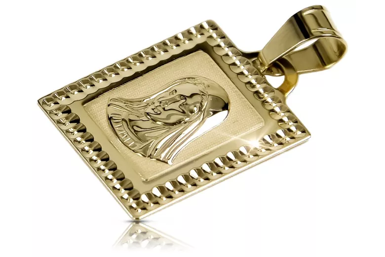 Итальянское желтое золото 14k Медальон с иконой Богородицы pm002y