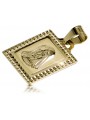 14K Yellow Gold Italian Mary Medallion Icon Pendant pm002y