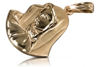 "Mary Icon Medallion Pendant in 14K Rose Gold" pm003r pm003r