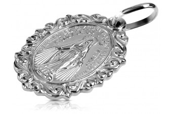 "Pendentif Icône de Marie en Or Blanc 14 Carats 585" pm005w pm005w