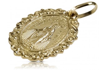 Médaille icône en or jaune 14 carats 585 pendentif de Dieu pm005y