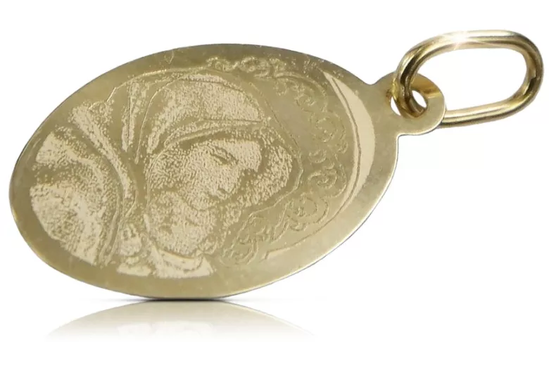 Pendentif icône de la Vierge Marie en or jaune 14 carats pm015y