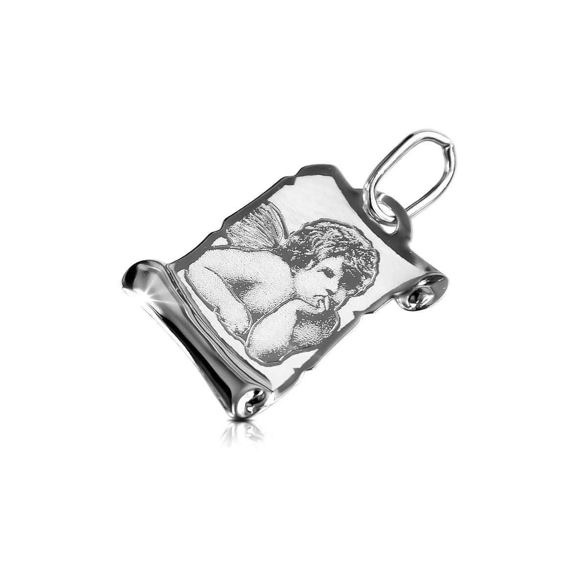 "Médaillon Ange Italien en Or Blanc et Icone Pendentif" pm016 pm016