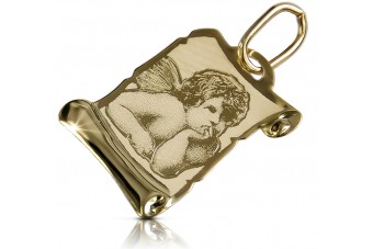 Colgante icono de ángel en oro amarillo italiano pm016