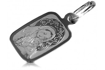 "14K White Gold Italian Mary Icon Medallion Pendant" pm019 pm019