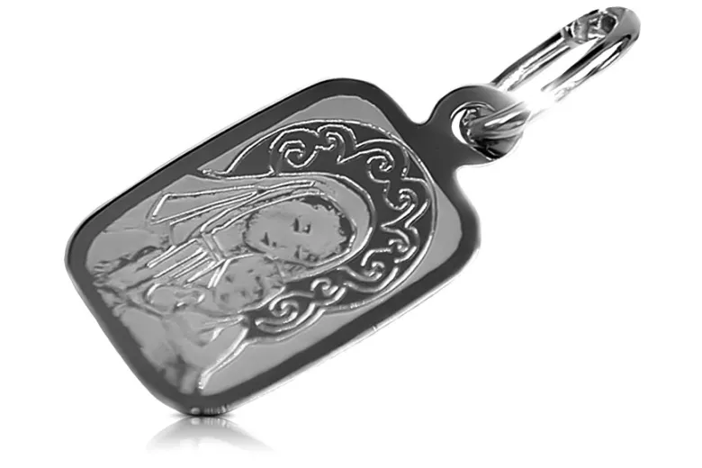 "Pendentif Icône Médaille de Marie en Or Blanc Italien" pm019 pm019