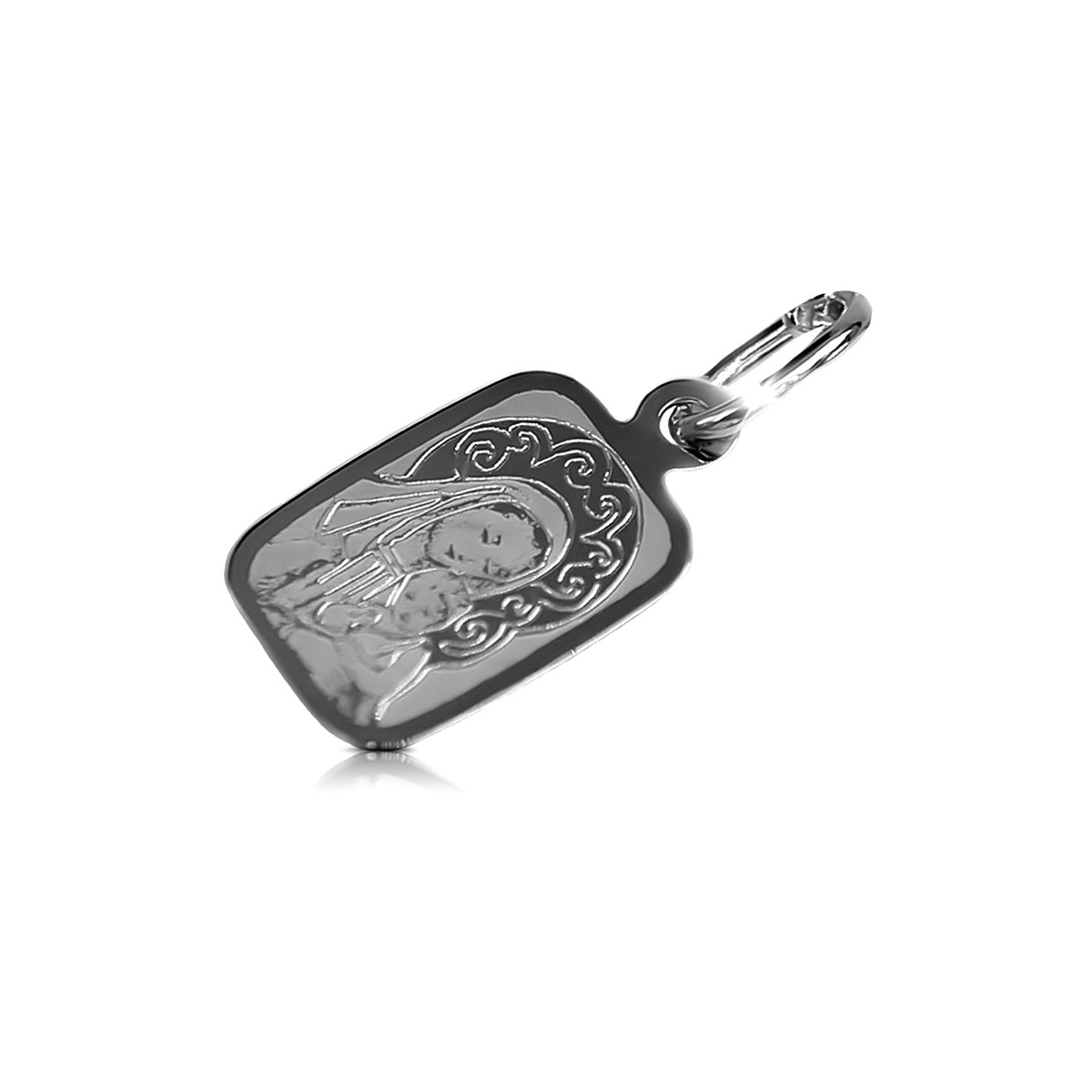 "Pendentif Icône Médaille de Marie en Or Blanc Italien" pm019 pm019