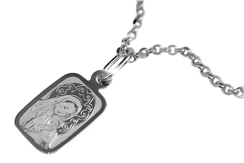 "Pendentif Icône Médaille de Marie en Or Blanc Italien" pm019 pm019