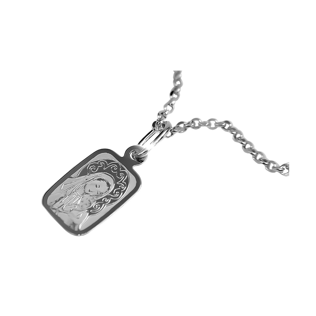 "Pendentif Icône Médaille de Marie en Or Blanc Italien" pm019 pm019