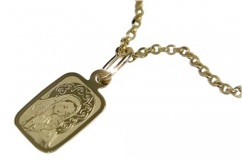 Pendentif icône de la Vierge Marie en or jaune 14 carats pm019