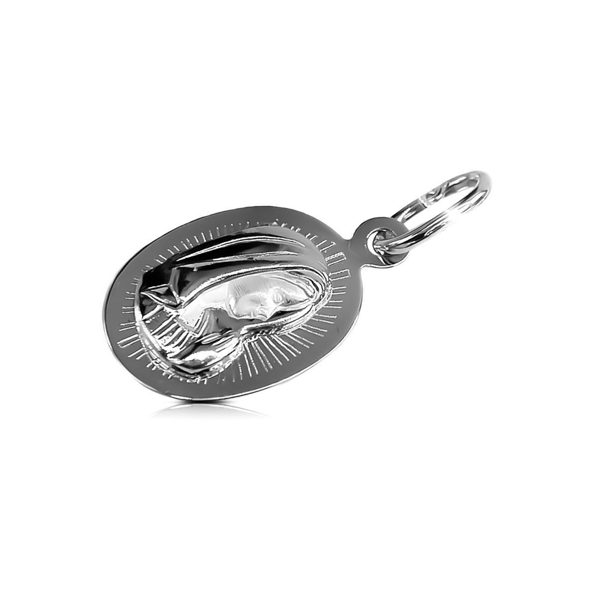 "Elegant 14K White Gold Italian Mary Medallion Icon Pendant" pm020 pm020