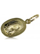 14K Yellow Gold Italian Mary Medallion Icon Pendant pm020