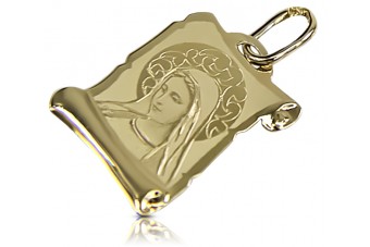 Pendentif icône de la Vierge Marie en or jaune 14 carats pm021